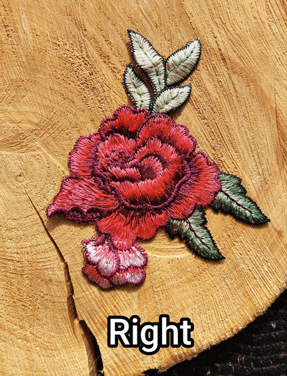13*10cm Red Embroidered Sew on Rose applique -Flower Motif Patch for Clothes decoration, Lingerie, Costume DIY, Bag making