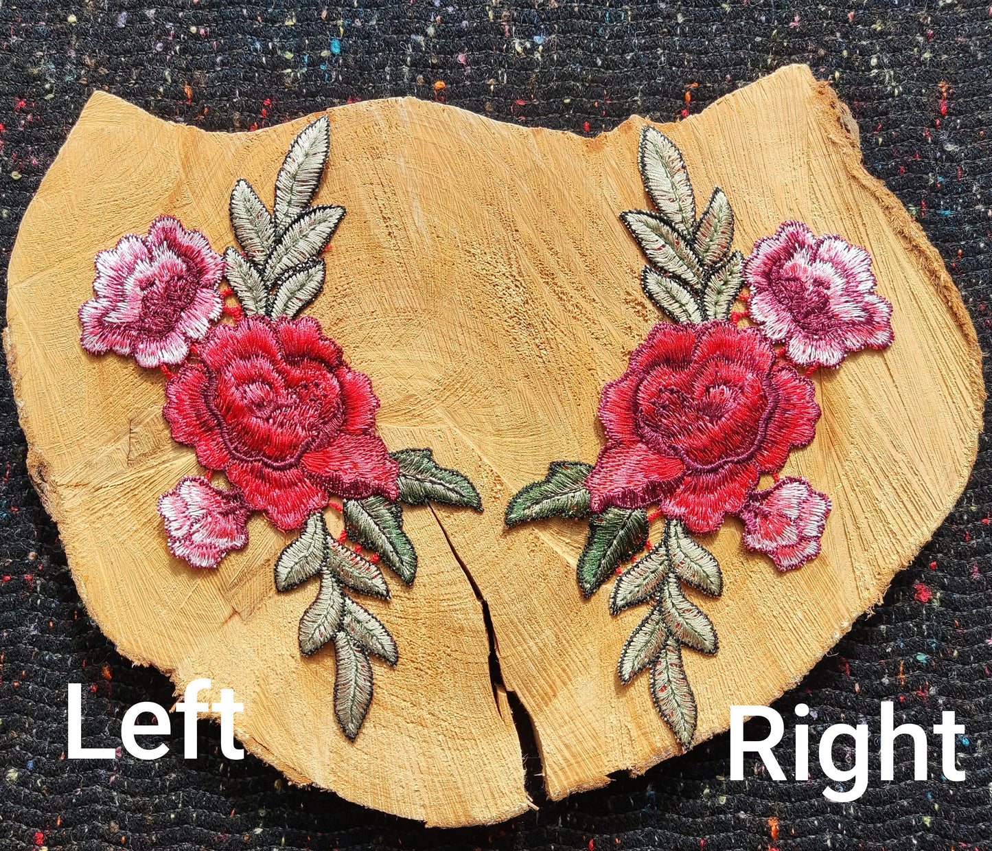 11*20cm Medium Red Embroidered Sew on Rose flower applique motif Patch - Clothes DIY