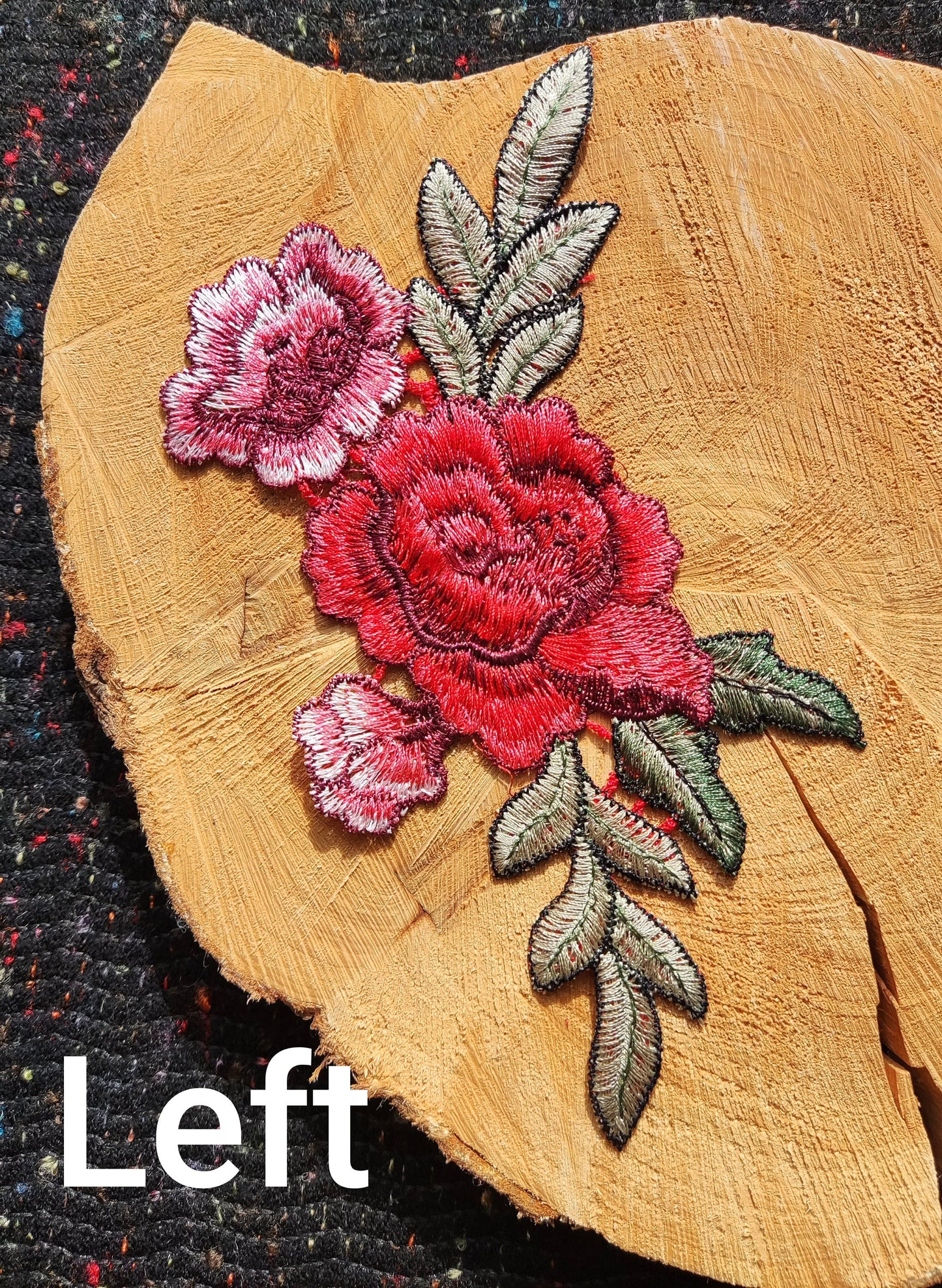 11*20cm Medium Red Embroidered Sew on Rose flower applique motif Patch - Clothes DIY