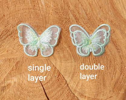 Sheer Iridescent Butterfly Sew on Organza Applique- 4cm*5cm Embroidered Motif  for Hairclip DIY, Dressmaking Patch, Junk Journal
