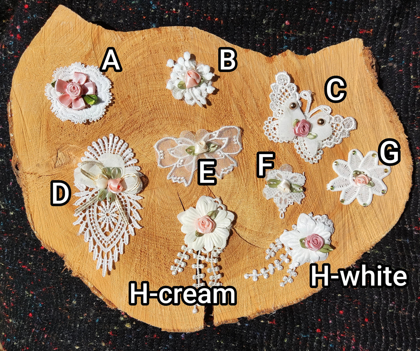 Ivory Guipure Lace Floral Sew on Appliqué with Satin Rose -Beaded Cream Flower Embellishment for Bridal Gown, Costume DIY, Home Decor