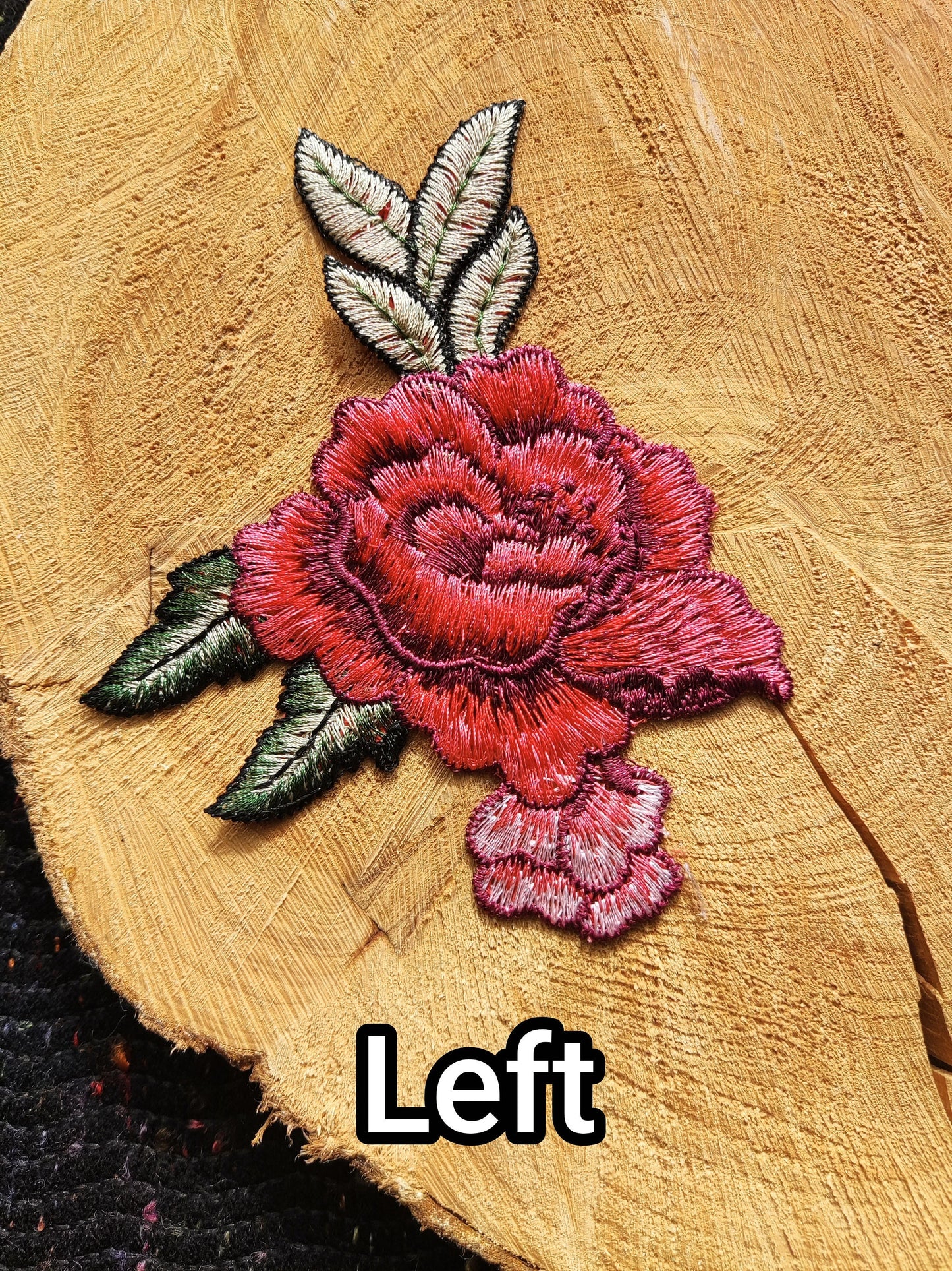 13*10cm Red Embroidered Sew on Rose applique -Flower Motif Patch for Clothes decoration, Lingerie, Costume DIY, Bag making