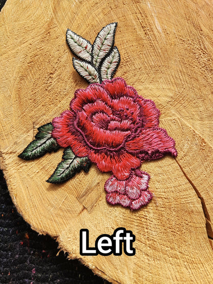 13*10cm Red Embroidered Sew on Rose applique -Flower Motif Patch for Clothes decoration, Lingerie, Costume DIY, Bag making