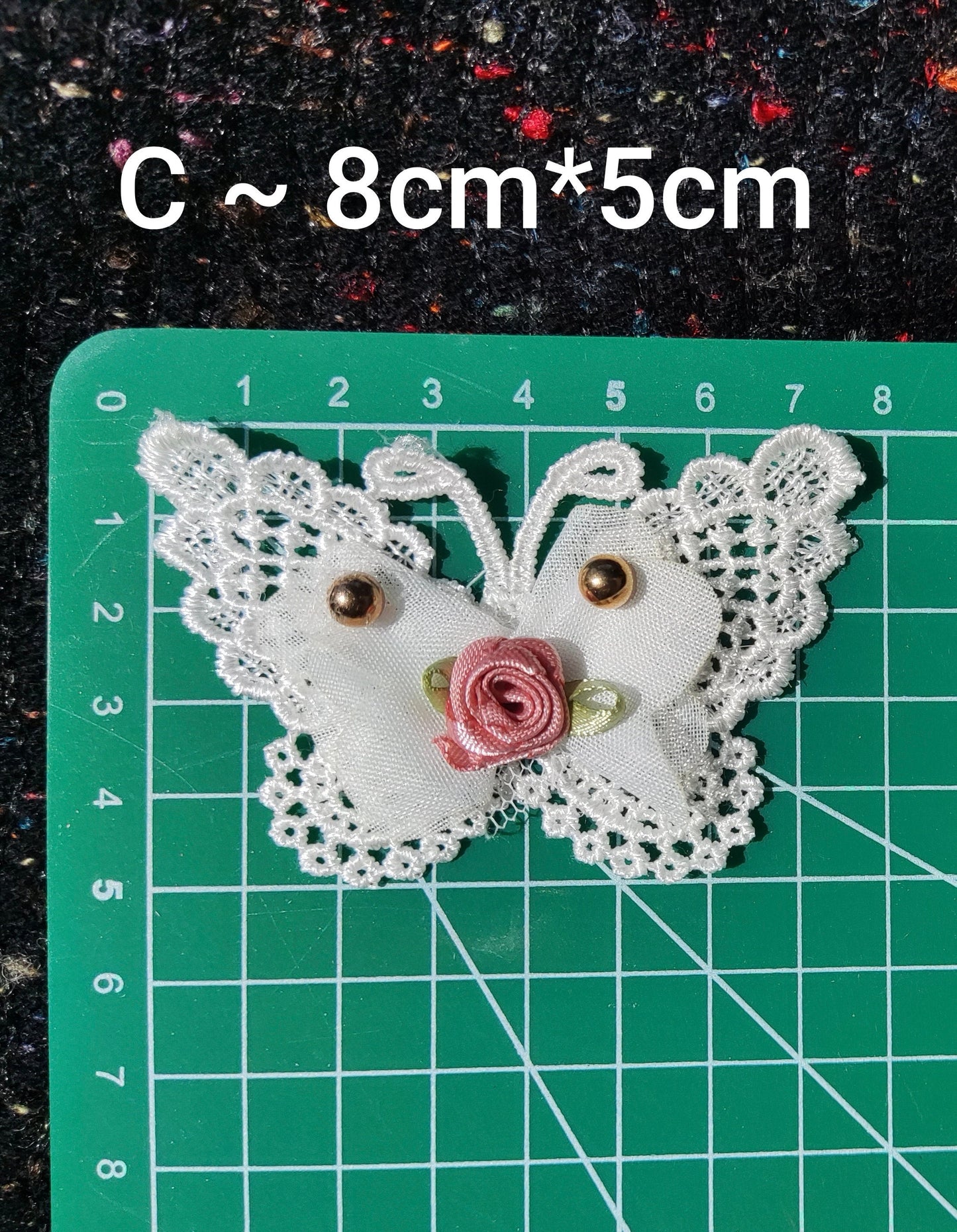 Ivory Guipure Lace Floral Sew on Appliqué with Satin Rose -Beaded Cream Flower Embellishment for Bridal Gown, Costume DIY, Home Decor