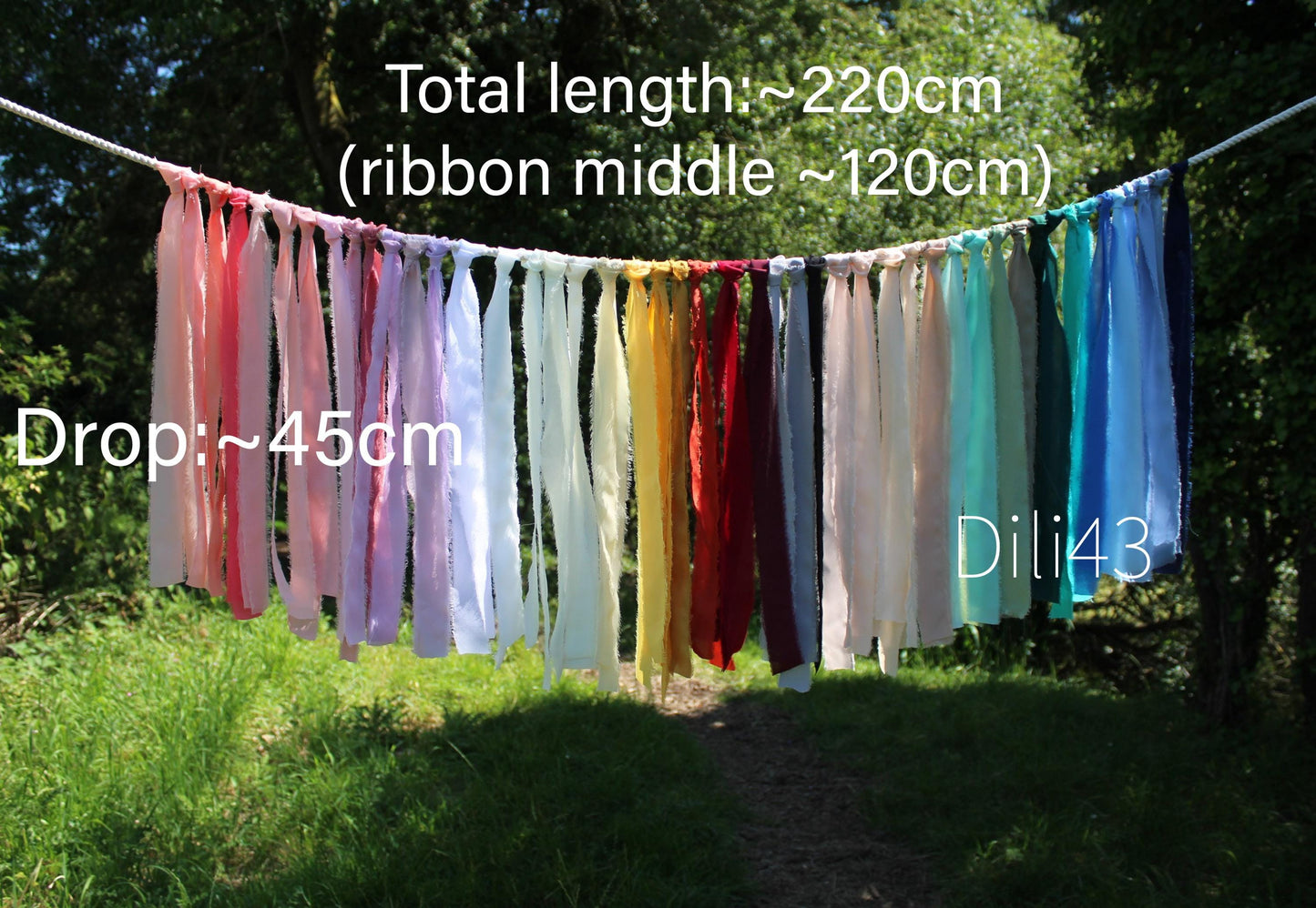 2m Festival rope with chiffon ribbon- Custom/ personalised design for Occasions/ Wedding/Parties backdrop