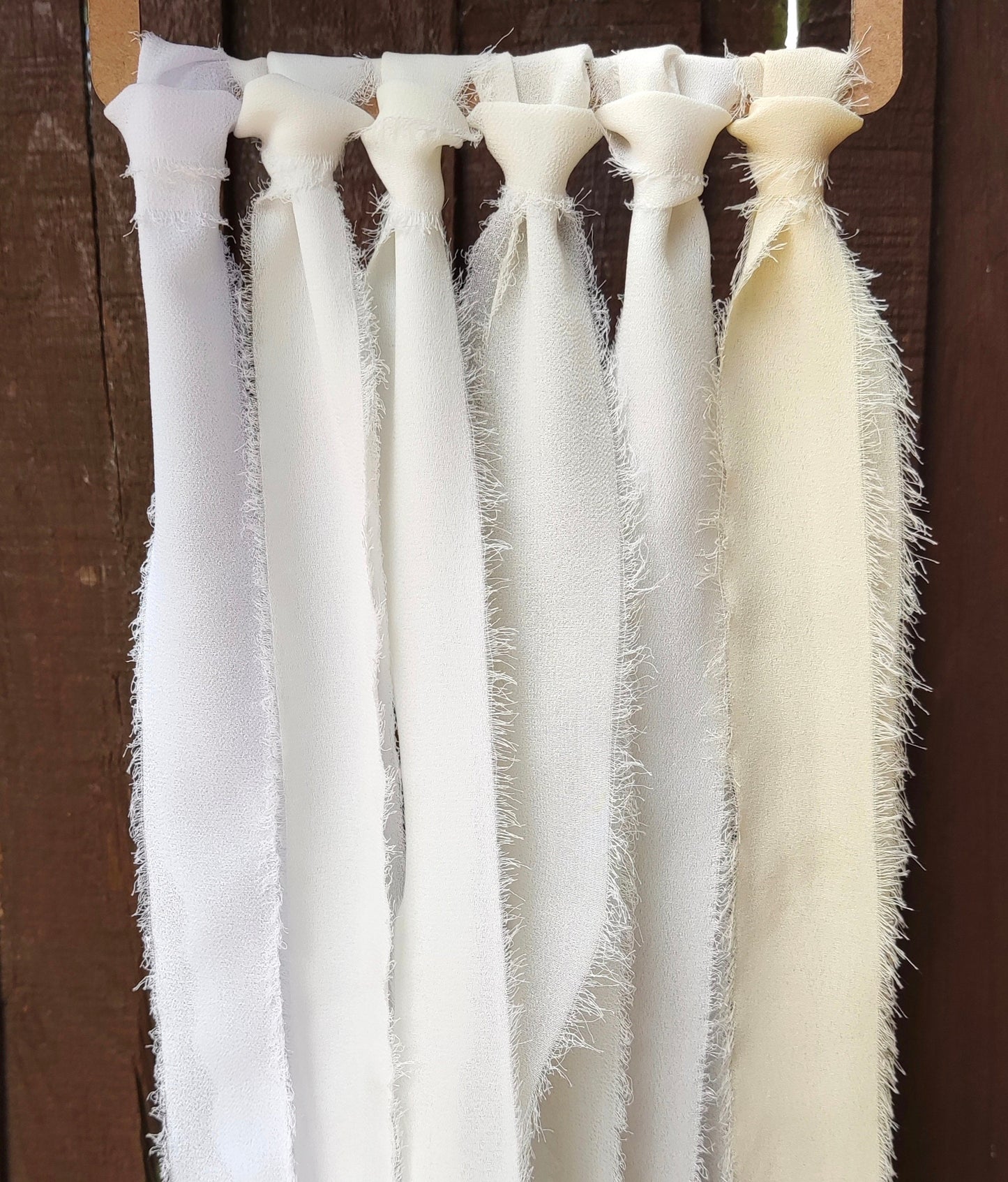 White Ivory Luxury Hand torn Frayed Edge Chiffon Ribbon -38/50mm width