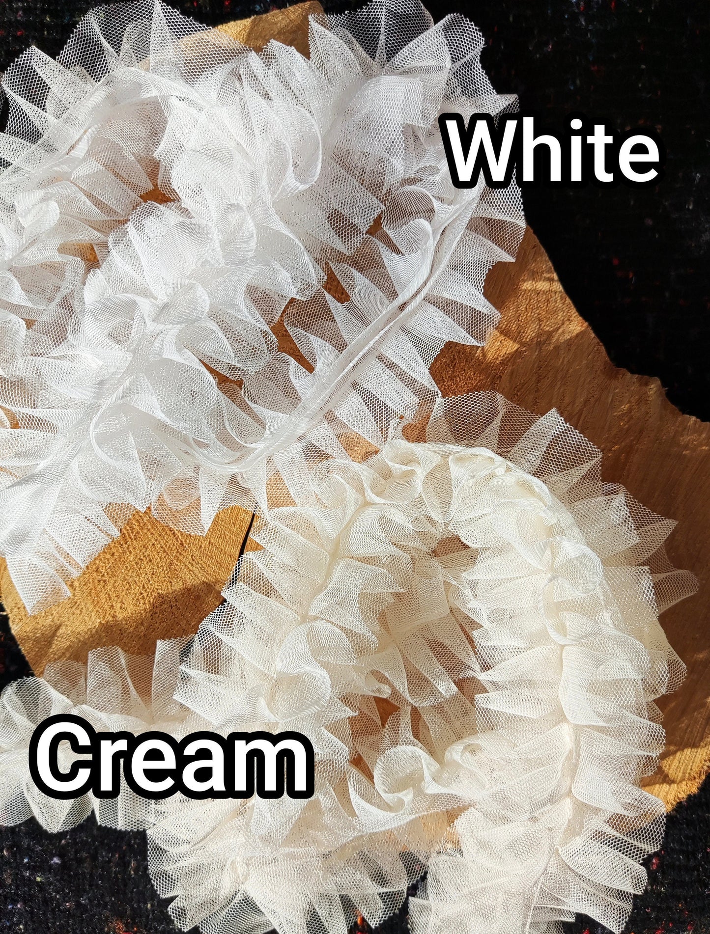 Gathered Tulle Ruffle Trim- 6cm width Pleated Round Border- Per yard- DIY Party Tutu Skirt, Dressmaking, Doll Clothes, Festival decor