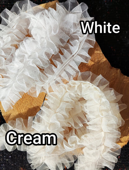 Gathered Tulle Ruffle Trim- 6cm width Pleated Round Border- Per yard- DIY Party Tutu Skirt, Dressmaking, Doll Clothes, Festival decor
