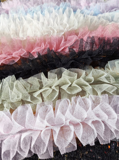 Gathered Tulle Ruffle Trim- 6cm width Pleated Round Border- Per yard- DIY Party Tutu Skirt, Dressmaking, Doll Clothes, Festival decor