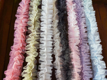 Gathered Tulle Ruffle Trim- 6cm width Pleated Round Border- Per yard- DIY Party Tutu Skirt, Dressmaking, Doll Clothes, Festival decor