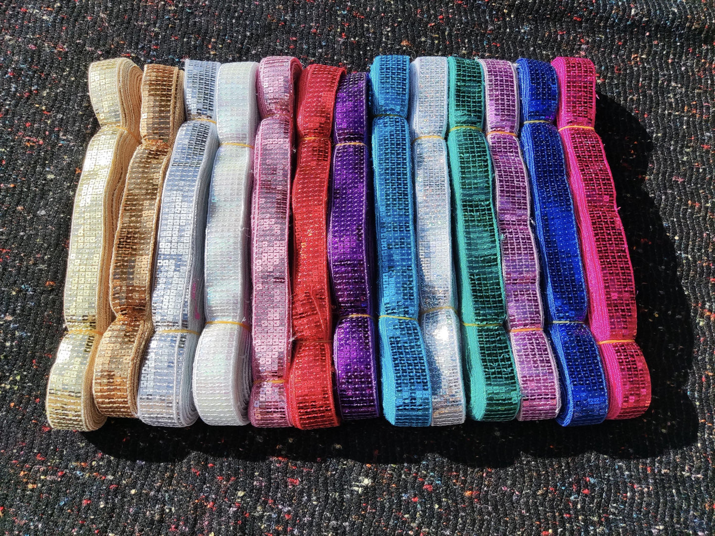 2.5cm (1" width) Sequin Border Trim - Sold By the Yard