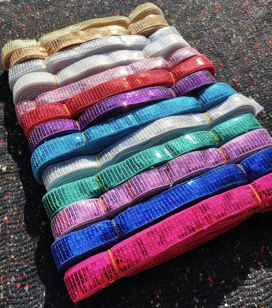 2.5cm (1" width) Sequin Border Trim - Sold By the Yard