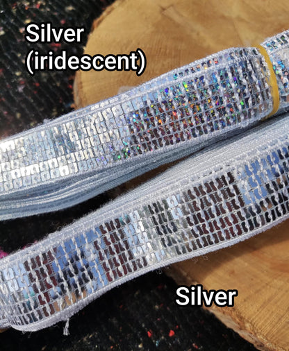 2.5cm (1" width) Sequin Border Trim - Sold By the Yard