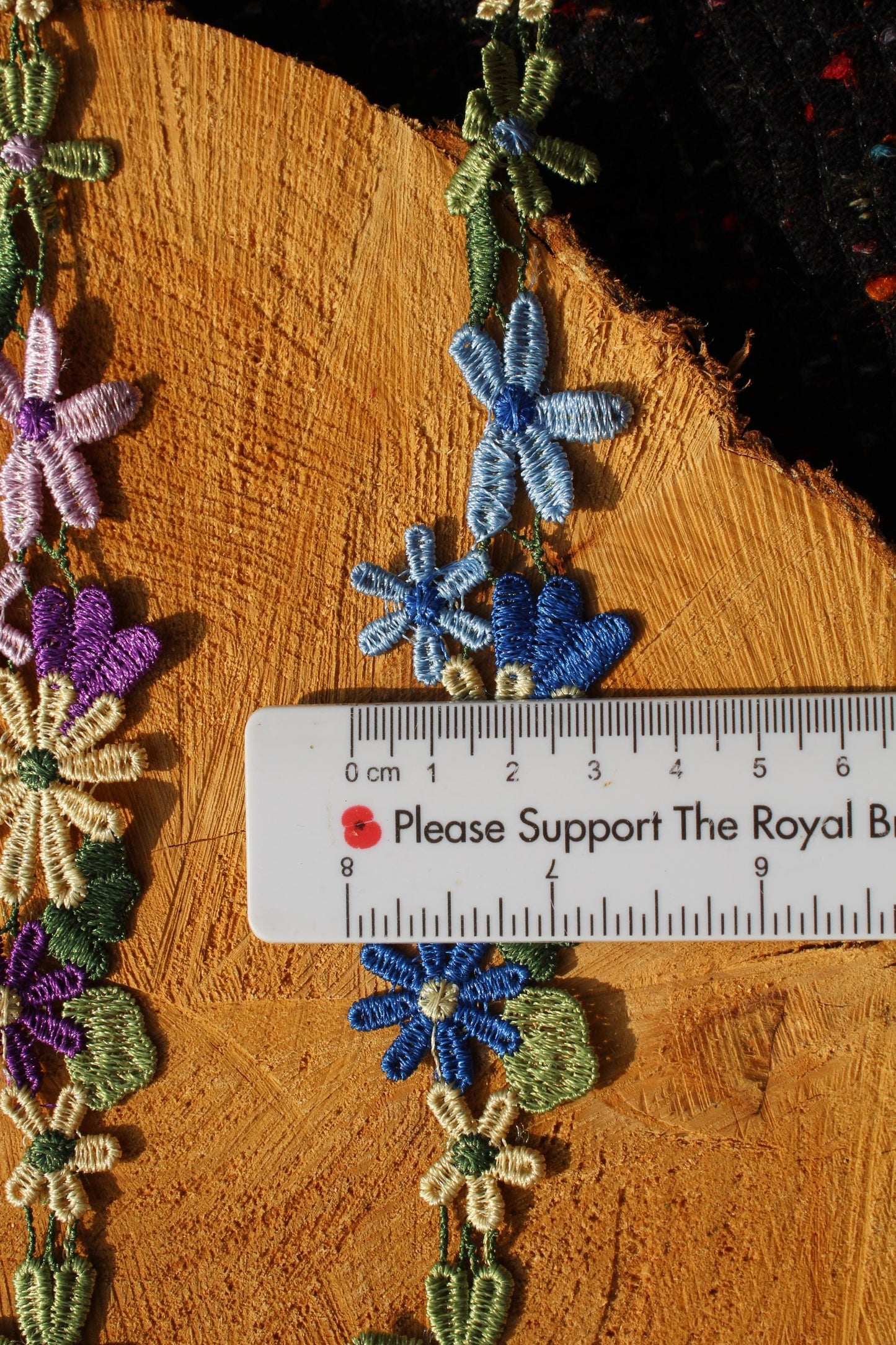 3.5cm width Embroidered Floral Trim- Multicoloured Bright Flower Lace- Per yard- DIY Clothing, Festival Costume, Crafts, Upholstery Decor