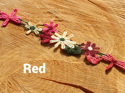 3.5cm width Embroidered Floral Trim- Multicoloured Bright Flower Lace- Per yard- DIY Clothing, Festival Costume, Crafts, Upholstery Decor