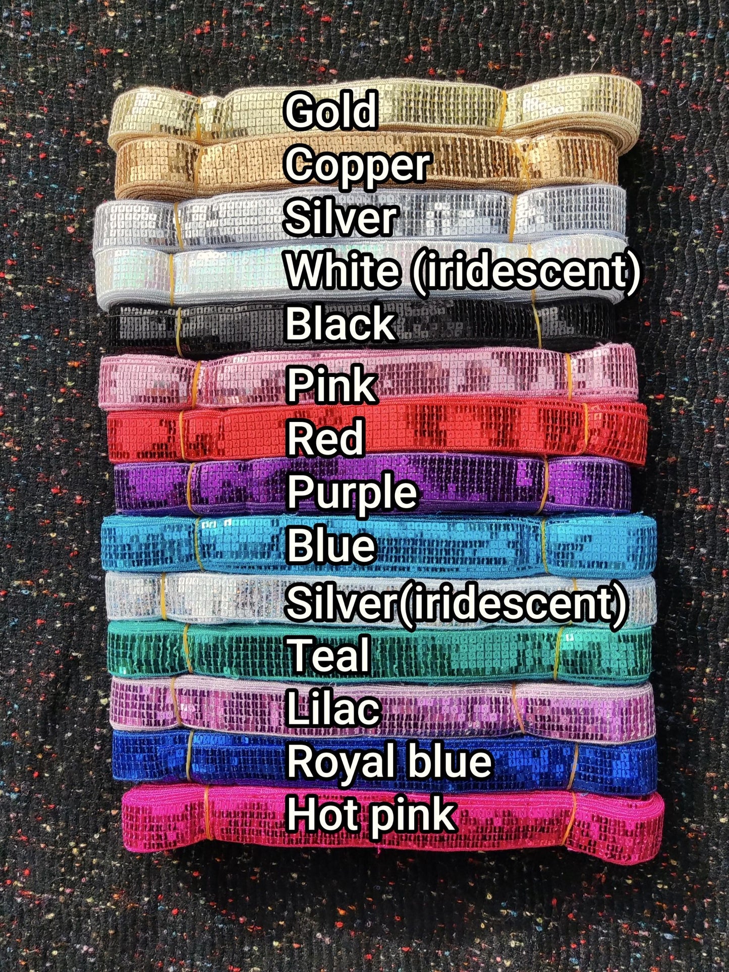 2.5cm (1" width) Sequin Border Trim - Sold By the Yard