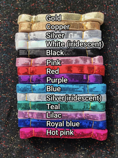 2.5cm (1" width) Sequin Border Trim - Sold By the Yard