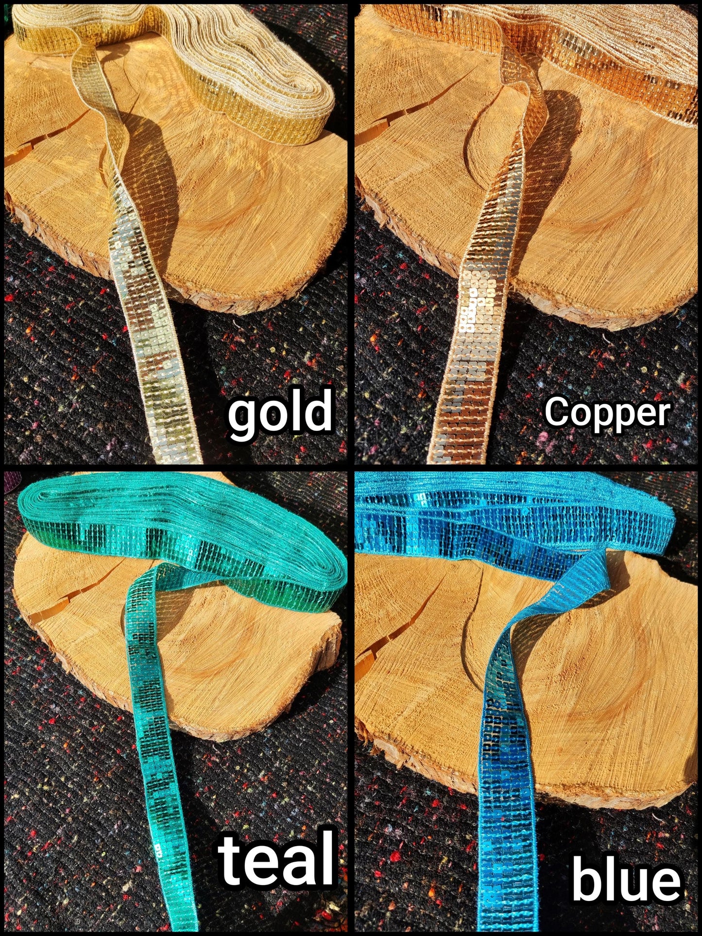 2.5cm (1" width) Sequin Border Trim - Sold By the Yard