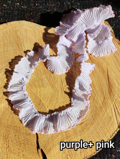 Pastel Chiffon Pencil Shaving Trim with Scallop Edge- Per yard- 3cm width Pleated Border for Doll making, Soft Furnishing, Dressmaking