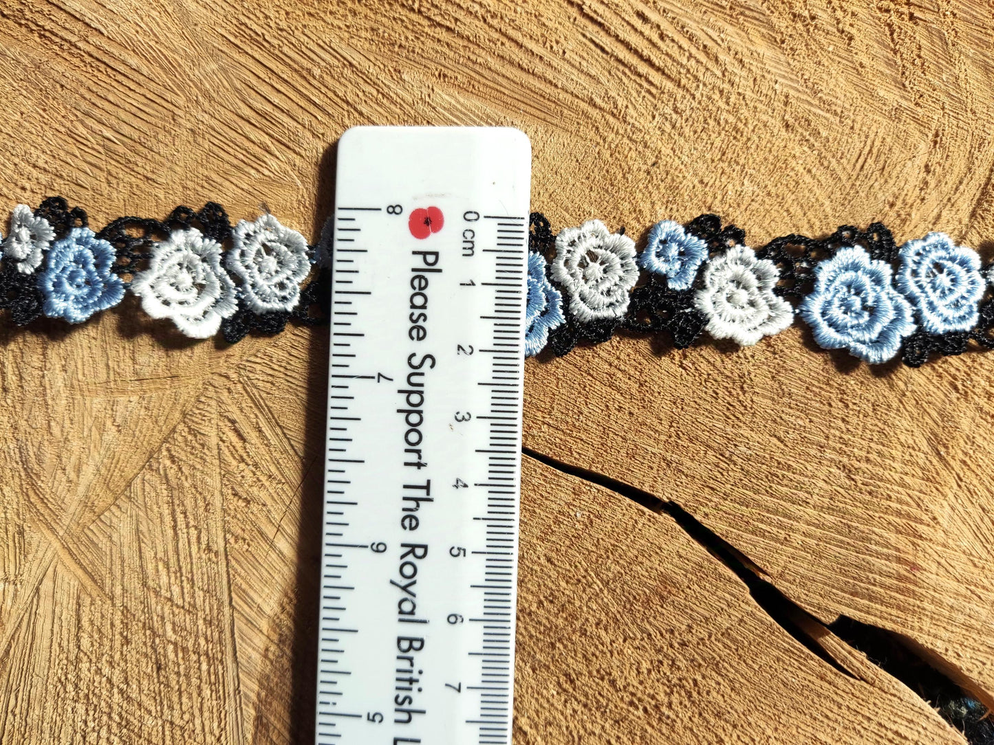 Double Rose Embroidered Trim/Delicate Floral Lace - Per yard - 2cm Width -DIY Sewing Clothes