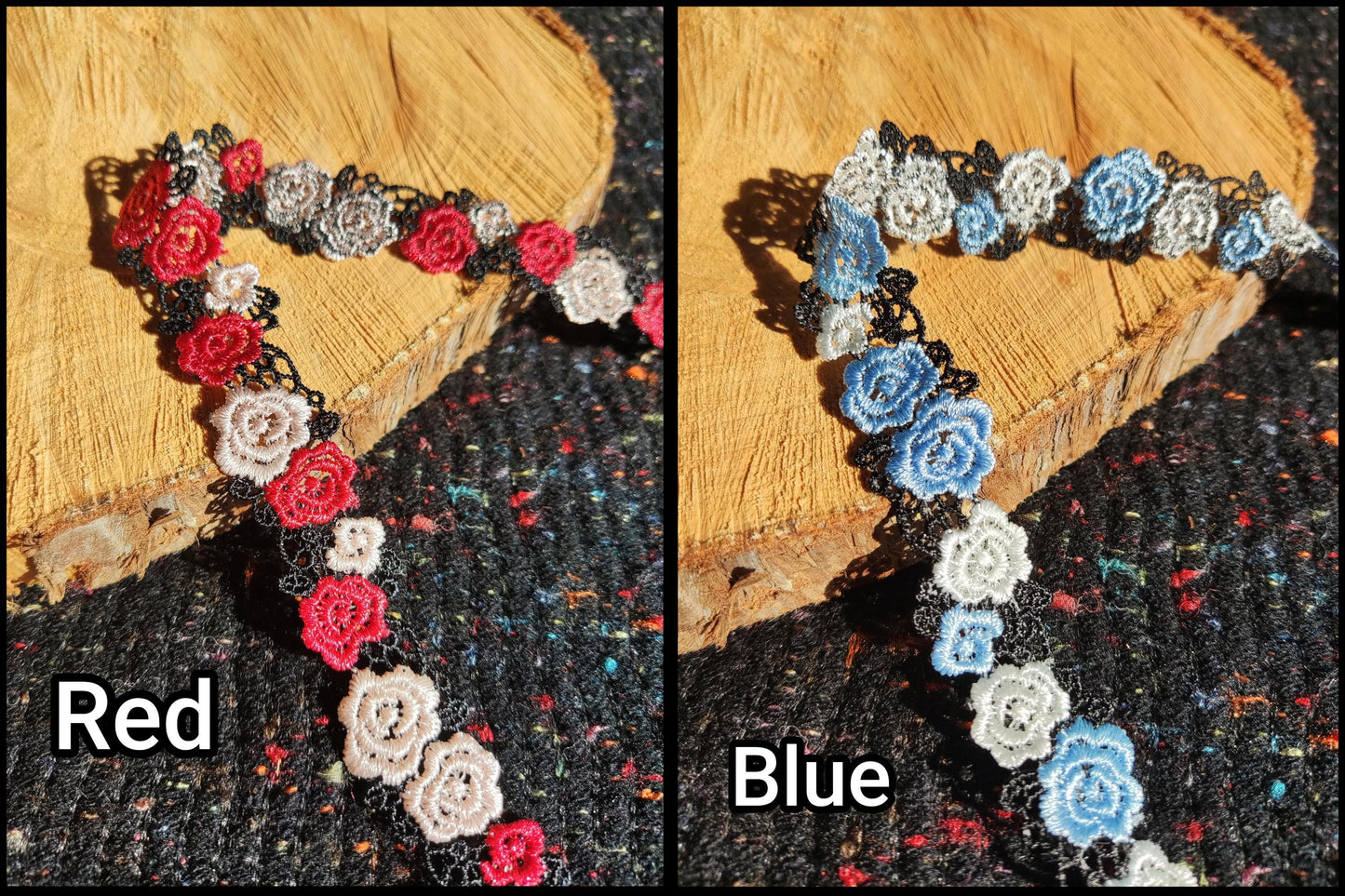 Double Rose Embroidered Trim/Delicate Floral Lace - Per yard - 2cm Width -DIY Sewing Clothes
