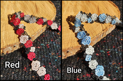 Double Rose Embroidered Trim/Delicate Floral Lace - Per yard - 2cm Width -DIY Sewing Clothes