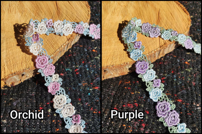 Double Rose Embroidered Trim/Delicate Floral Lace - Per yard - 2cm Width -DIY Sewing Clothes
