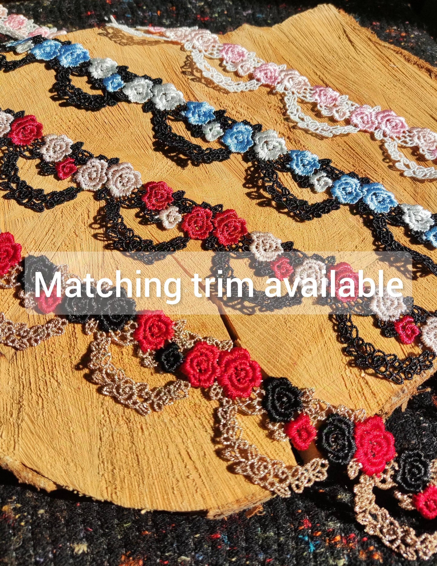 Double Rose Embroidered Trim/Delicate Floral Lace - Per yard - 2cm Width -DIY Sewing Clothes