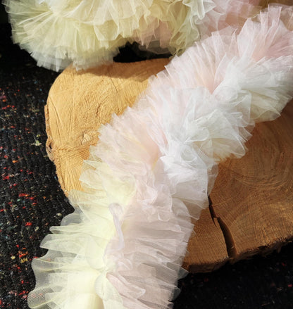 6 Layer Gathered Pastel Tulle Trim -Sold by the yard -For Tutu DIY, Party Decor, Costume making