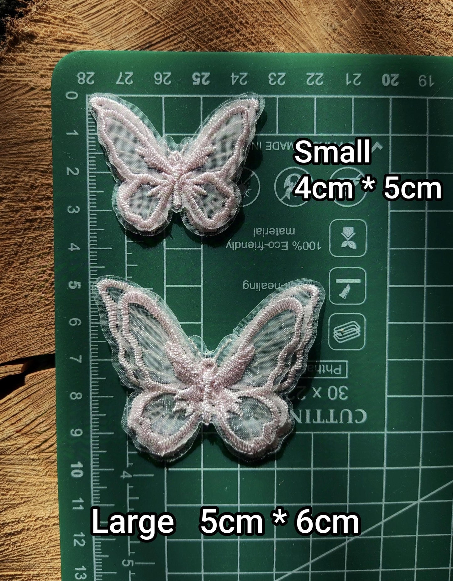 1pc Double layered Butterfly Lace Sew on Appliqué- Embroidered organza Motif Decoration Patch in Blue, Pink, Cream, White, Red, Green, Navy