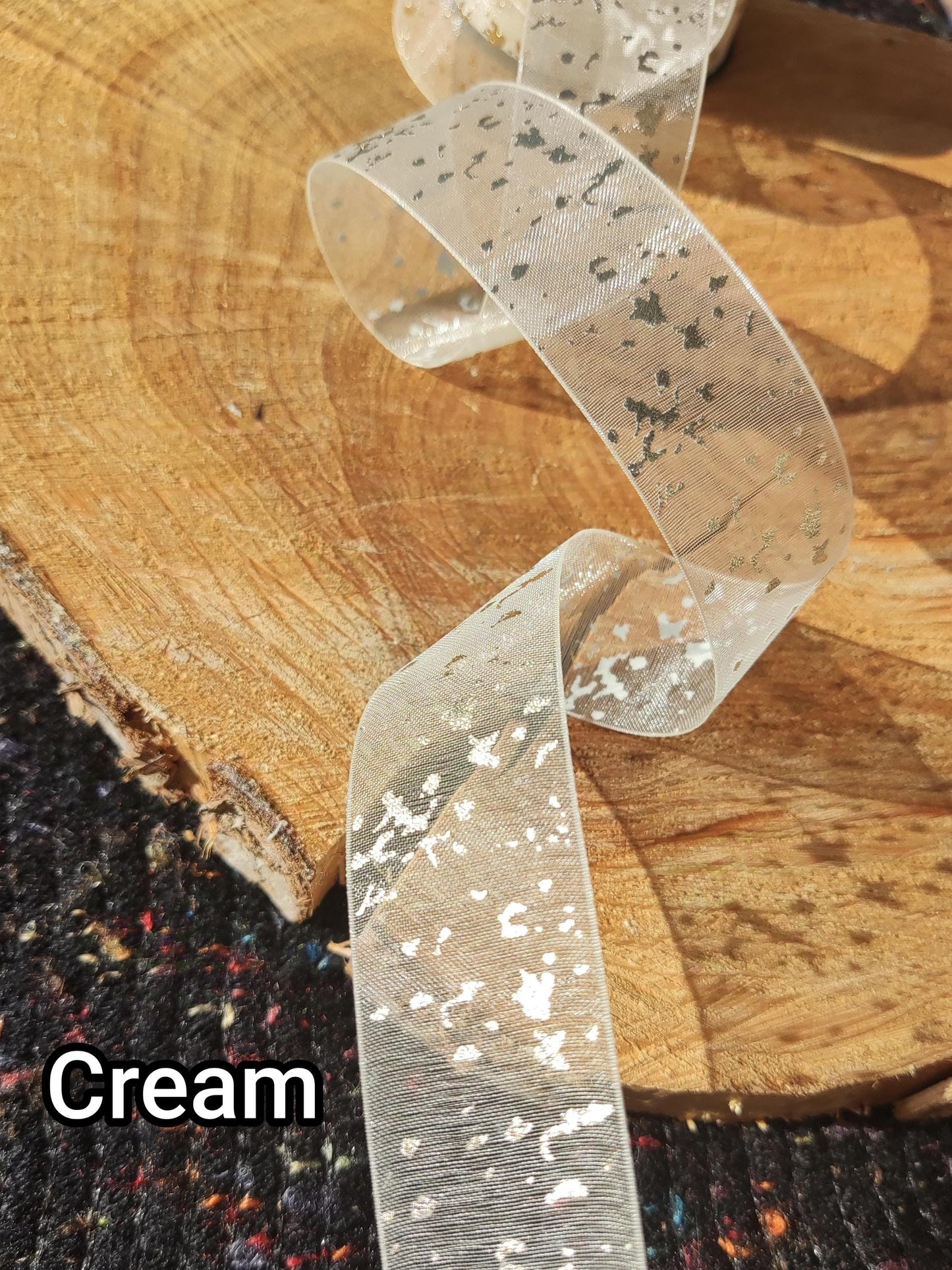 25mm width Sheer Organza Ribbon with Gold speckles- Per Yard- For Wedding Bouquet, Invitation DIY, Gift wrapping, Florist