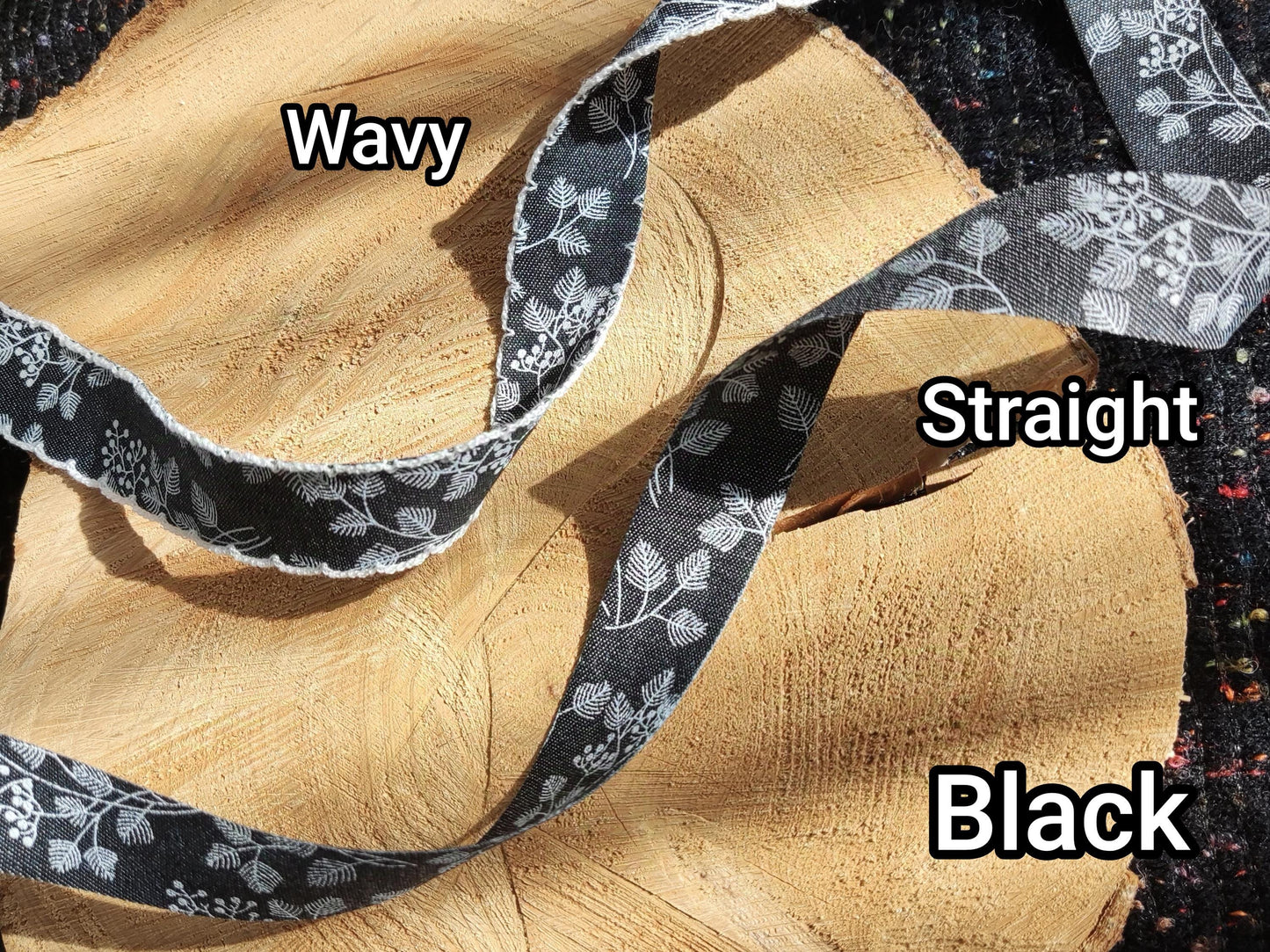 Botanic Floral Denim Ribbon Trim- 25mm or 40mm wide with Straight or Wavy Embroidered Scallop Edge - Per yard-DIY Hats Bags Jeans