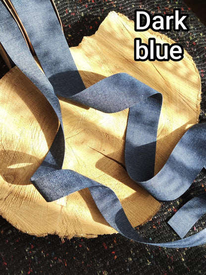 Straight Edge Plain Denim Ribbon Trim- 25mm or 40mm width in Blue or Black- Per yard - DIY Hats Bags, Gift Wrapping