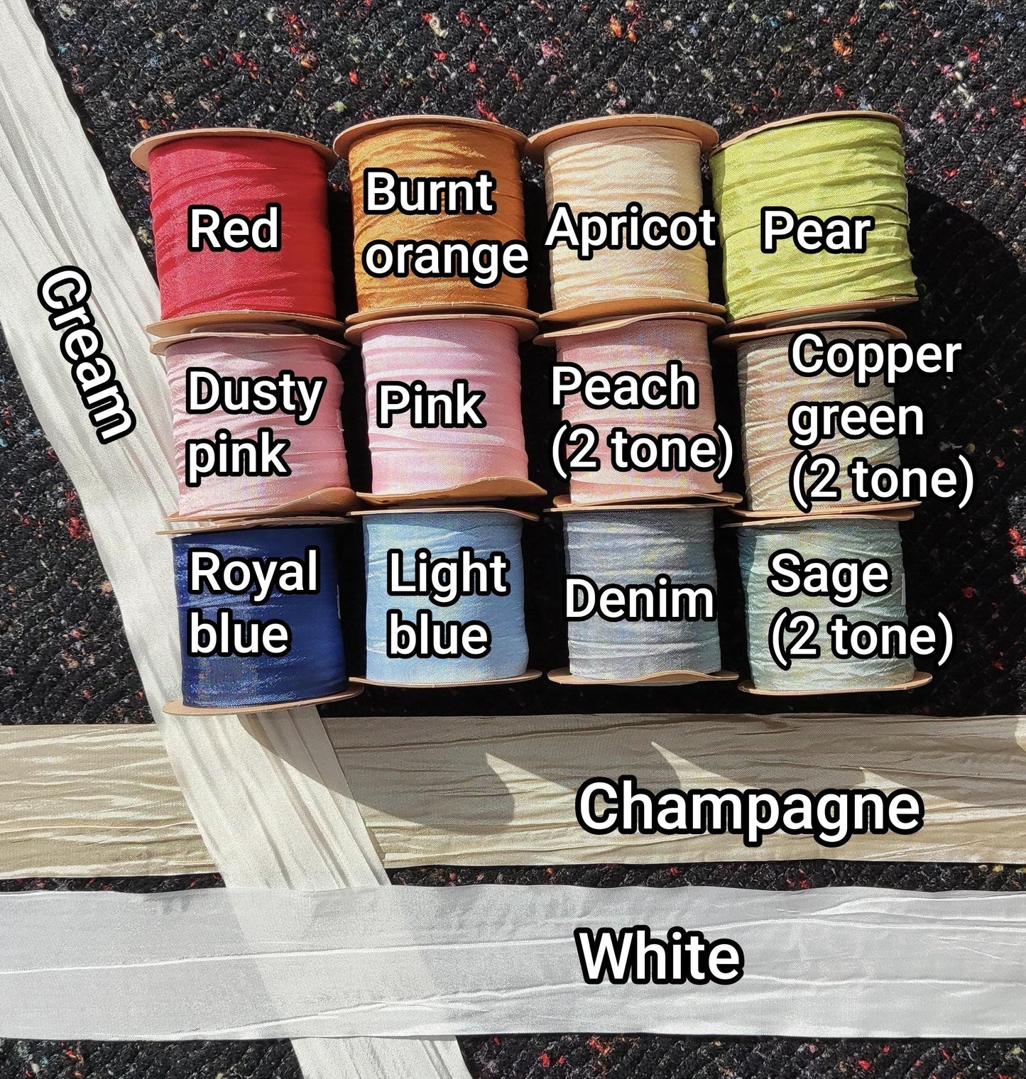 5cm width Textured Chiffon Ribbon with Shimmer- Per yard -Perfect for Wedding Bouquet, Florist Gift Wrap