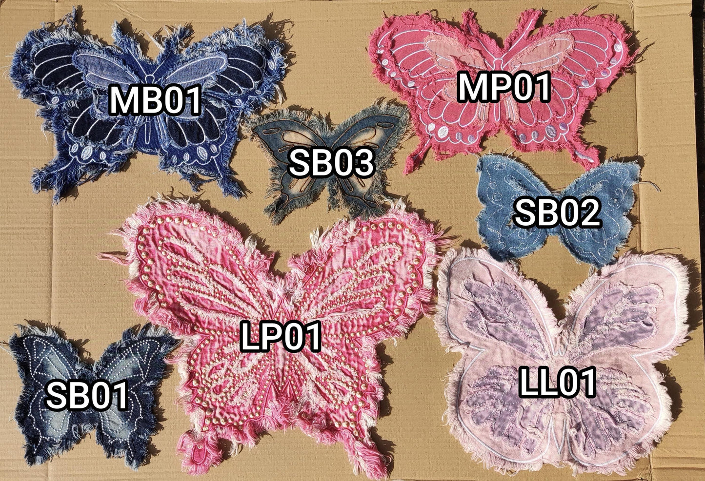 1 Pink Denim Butterfly patch MP01-  Sew on motif/embellishment -DIY clothes bags