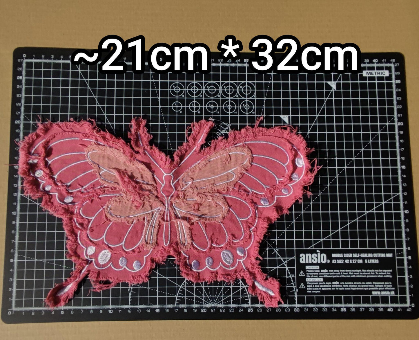1 Pink Denim Butterfly patch MP01-  Sew on motif/embellishment -DIY clothes bags