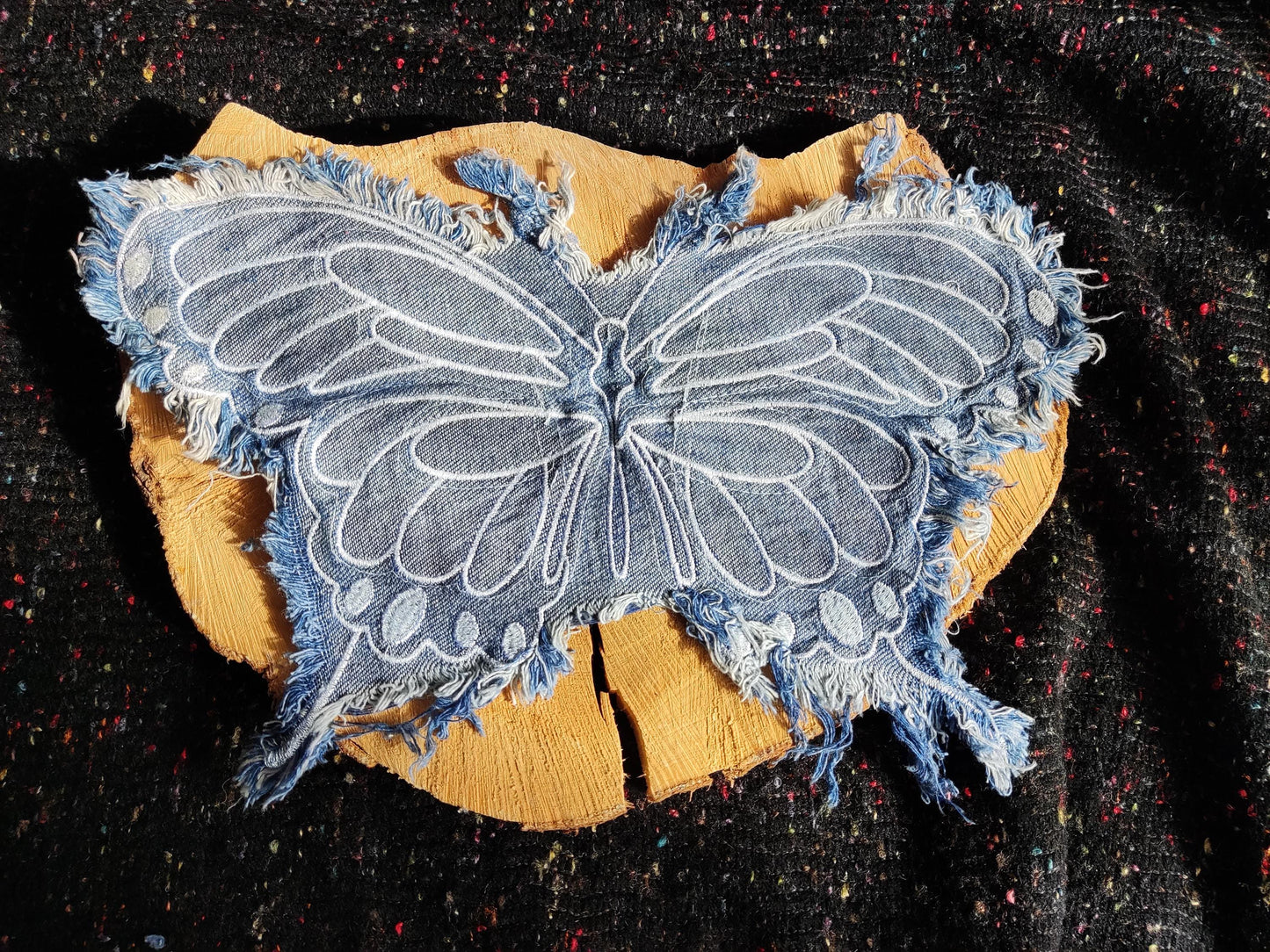 1 Pink Denim Butterfly patch MP01-  Sew on motif/embellishment -DIY clothes bags