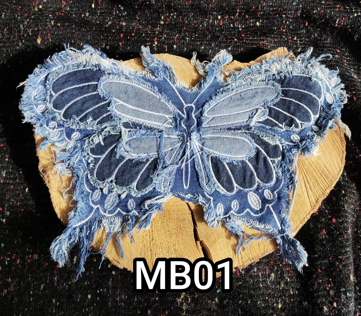 1 Pink Denim Butterfly patch MP01-  Sew on motif/embellishment -DIY clothes bags