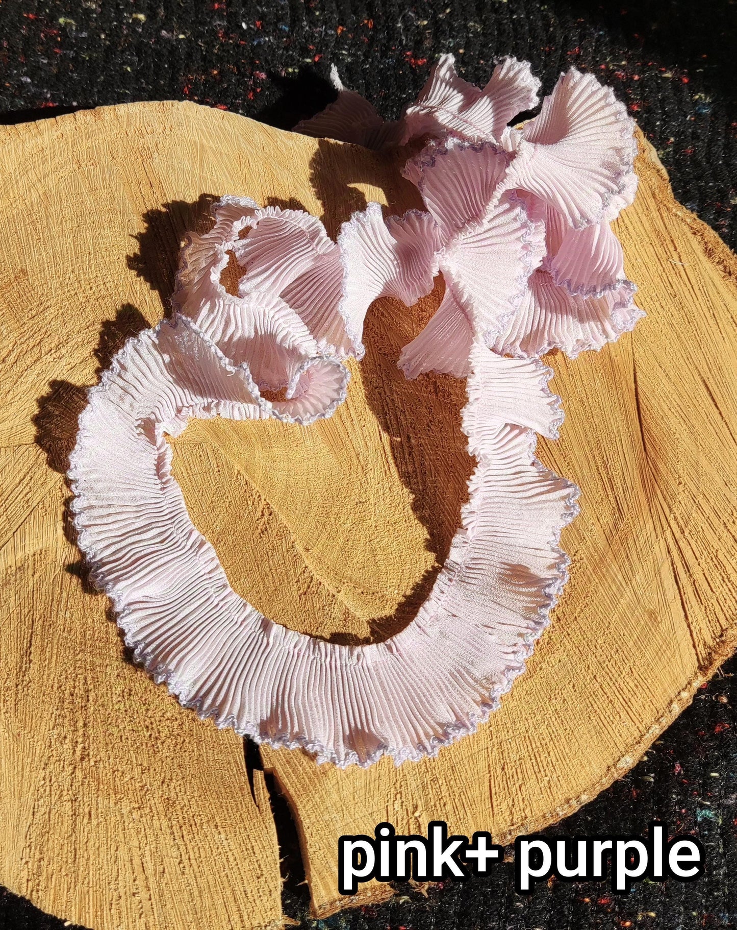 Pastel Chiffon Pencil Shaving Trim with Scallop Edge- Per yard- 3cm width Pleated Border for Doll making, Soft Furnishing, Dressmaking