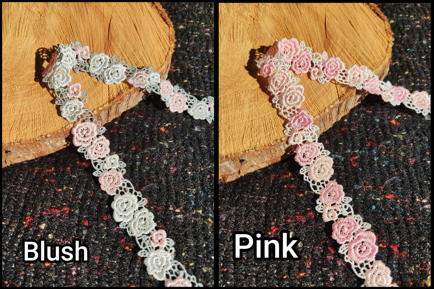 Double Rose Embroidered Trim/Delicate Floral Lace - Per yard - 2cm Width -DIY Sewing Clothes