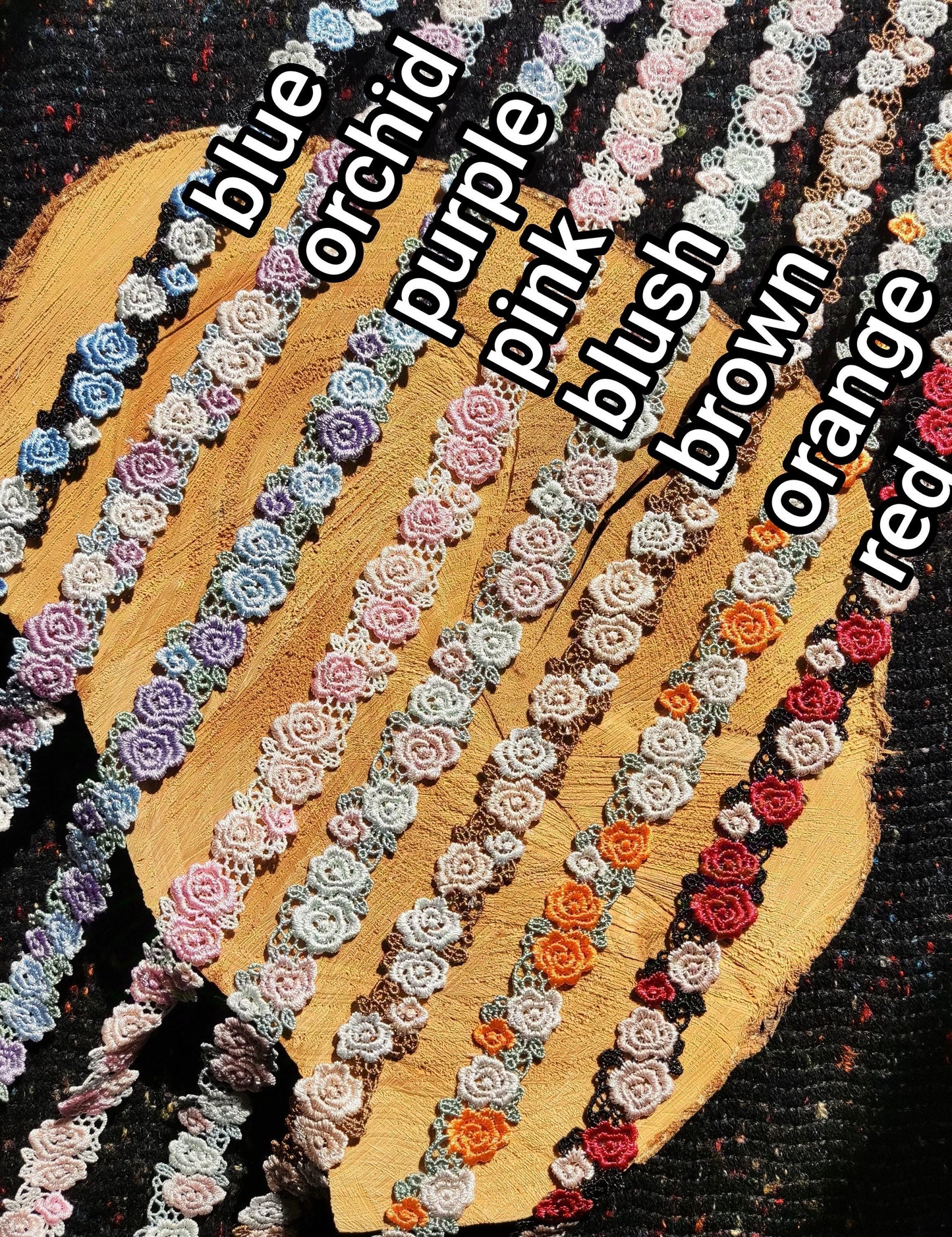 Double Rose Embroidered Trim/Delicate Floral Lace - Per yard - 2cm Width -DIY Sewing Clothes