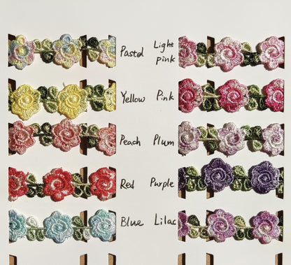 Single Flower Embroidered Floral Ribbon Trim -2cm wide Lace Border-Per yard- For Dressmaking, Home Decor, Doll Clothes, Necklace DIY