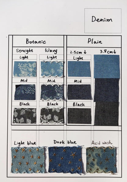 Straight Edge Plain Denim Ribbon Trim- 25mm or 40mm width in Blue or Black- Per yard - DIY Hats Bags, Gift Wrapping