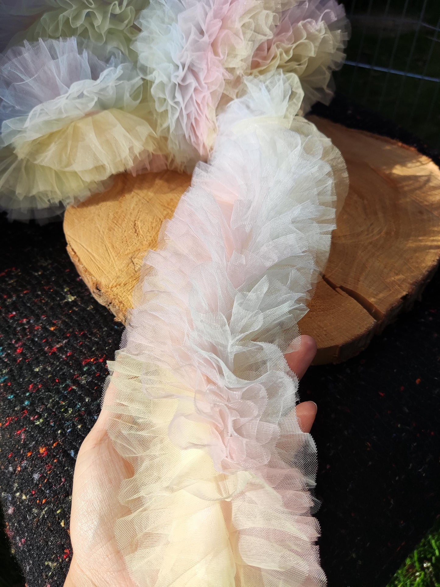 6 Layer Gathered Pastel Tulle Trim -Sold by the yard -For Tutu DIY, Party Decor, Costume making