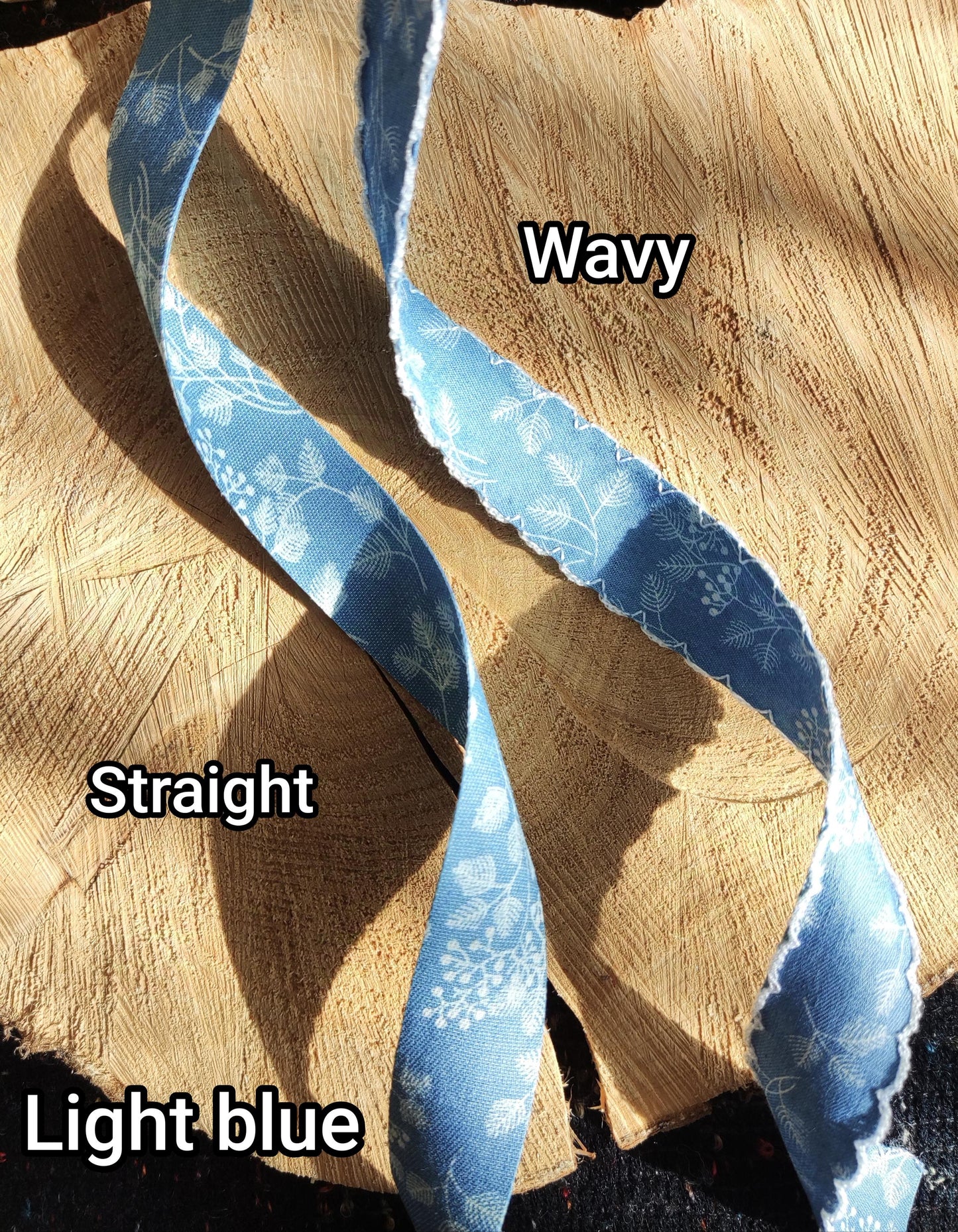 Botanic Floral Denim Ribbon Trim- 25mm or 40mm wide with Straight or Wavy Embroidered Scallop Edge - Per yard-DIY Hats Bags Jeans