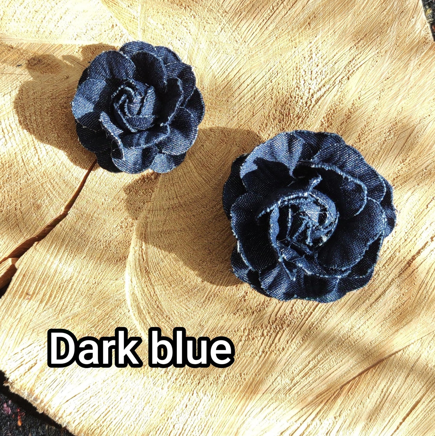 1pc Denim Rose Flower Sew On Embellishment- Blue Camellia Flower Applique- Bag making, Jeans Decoration, Hair accessories, Hat DIY