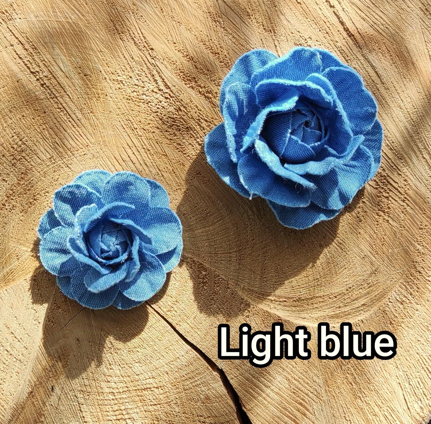 1pc Denim Rose Flower Sew On Embellishment- Blue Camellia Flower Applique- Bag making, Jeans Decoration, Hair accessories, Hat DIY