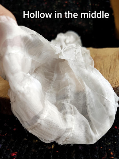 Unique Chiffon Tube Ruffle Trim with Hollow Middle -Per yard -Soft Lightweight Floaty Fabric Strip - Dressmaking Costume DIY