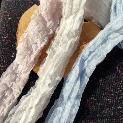 Unique Chiffon Tube Ruffle Trim with Hollow Middle -Per yard -Soft Lightweight Floaty Fabric Strip - Dressmaking Costume DIY