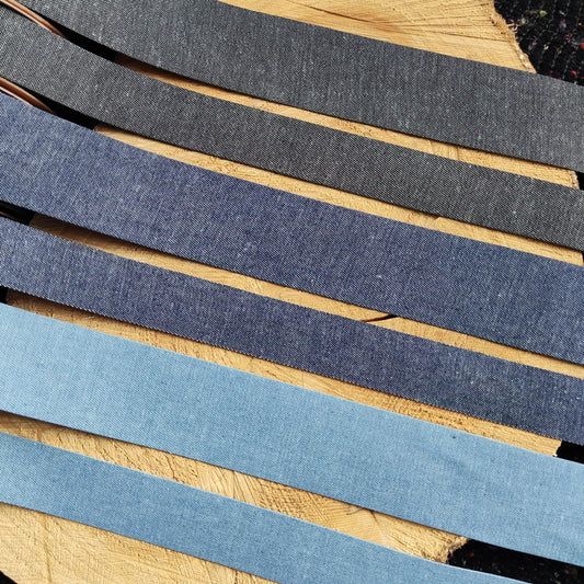 Straight Edge Plain Denim Ribbon Trim- 25mm or 40mm width in Blue or Black- Per yard - DIY Hats Bags, Gift Wrapping